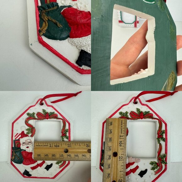 Vtg 92 Giny Inc Mail Pic Frame Ornament Santa Christmas Holiday w Orig Box READ - Picture 6 of 11